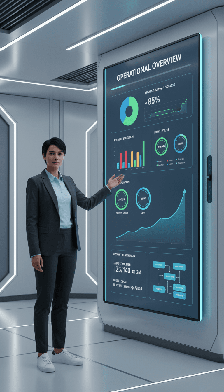 Custom software dashboard with charts and data tables