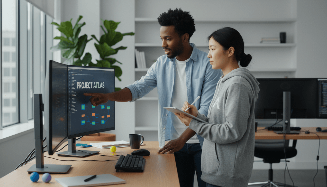 Software developers collaborating in a modern office